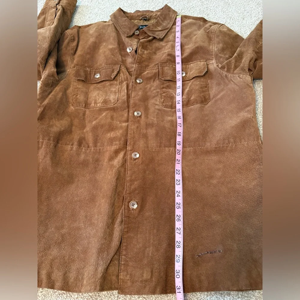 Vintage Bachrach 100 % Genuine Leather Suede Shirt Jacket Button Up Size Large - Picture 8 of 10